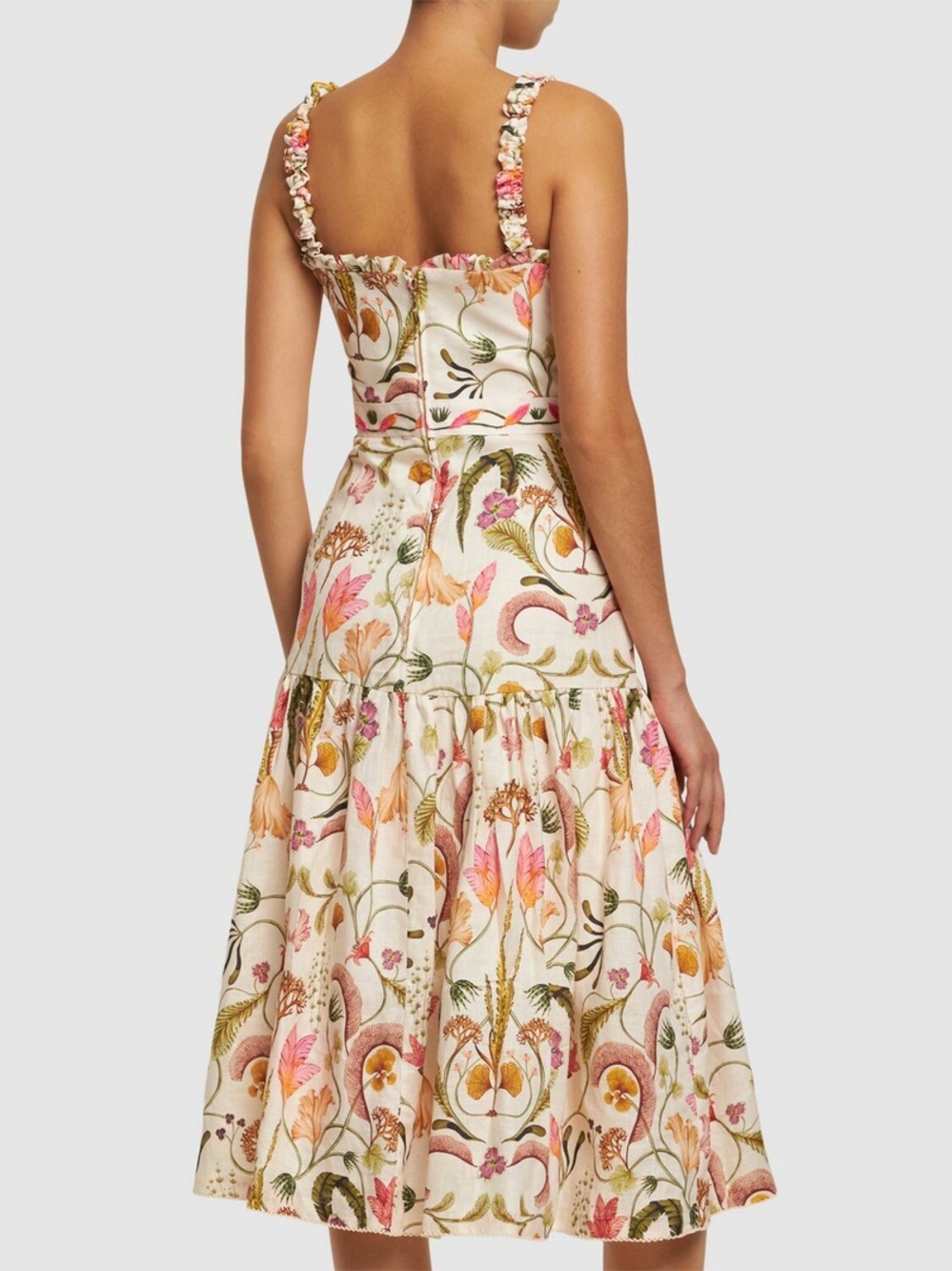 AGUA BY AGUA BENDITA - Nispero Printed Linen Midi Dress size Small - Picture 4 of 8